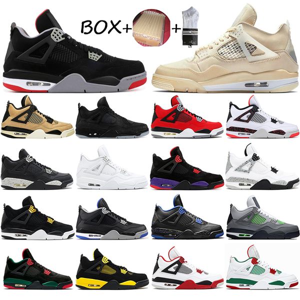 

with socks new high jumpman 4 4s basketball shoes black cat men sports sneakers white rush violet metallic mens trainers us 7-13