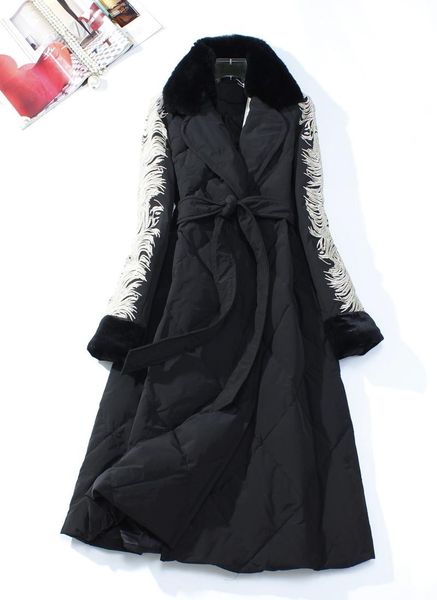 

senior custom embroidery processing down jacket brand big light dress embroidery tassel high set down jacket, Black