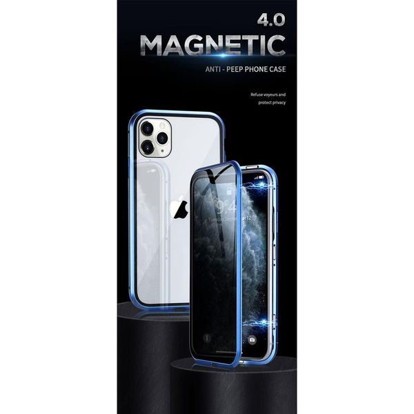 

magnetic privacy glass metal case for iphone 11 pro xs max x xr 360 anti-spy magnet case for iphon wmtpat