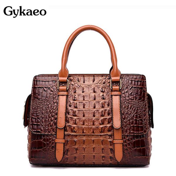 

gykaeo 2020 european and american style fashion crocodile pattern tote bags handbags women famous brands pu leather shoulder bag