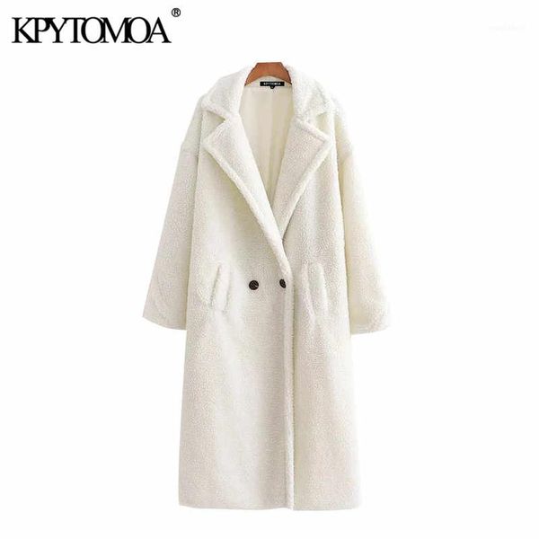 

vintage stylish thick warm faux fur teddy jacket coat women 2020 fashion long sleeve pockets winter female outerwear chic 1, Black