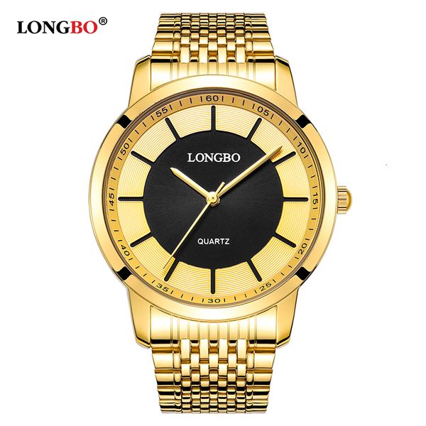 

longbo quartz watch lovers watches women men couple analog watches steel wristwatches fashion casual watches gold 1/pcs 80281, Slivery;brown