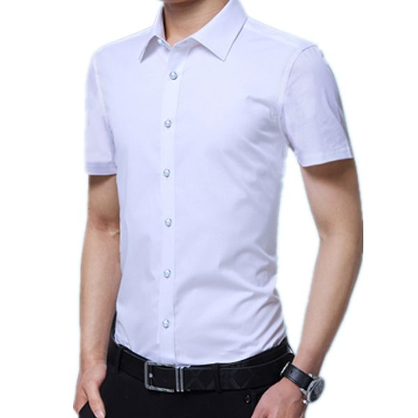 

short sleeve plus size 6xl 7xl 8xl business formal dress shirts for men fashion men's clothing, White;black
