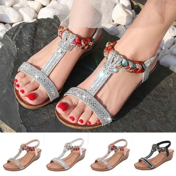 

jaycosin летние женские туфли новые моды склон женщина сандалии бисер плюс размер femme soft open toe клинья женщин сандалии dropship 3 #, Black