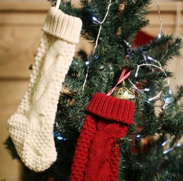 

new knitted stocking ornaments women girls socks christmas gift candy bag dhl