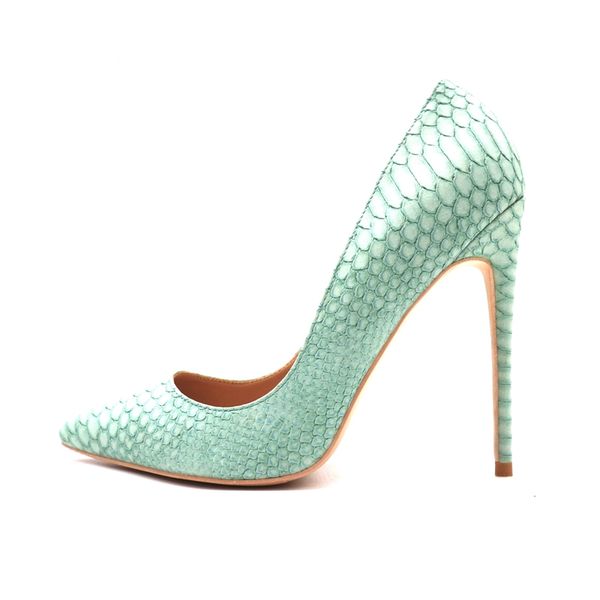

new designer factory outlet custom made light green snake python leather pointed toe 120mm high heel shoes pump big size 12cm 10cm 8cm, Black