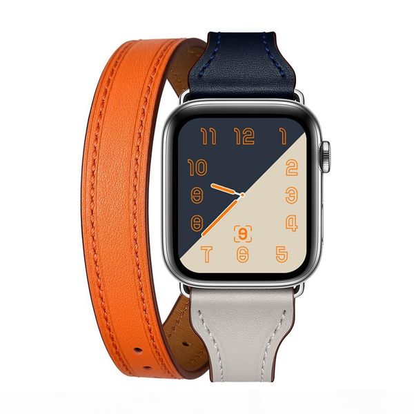 

fashion genuine leather watch band for apple iwatch series 1 2 3 4 casual double wrist replace watch straps 38mm 40mm 42mm 44mm, Black;brown