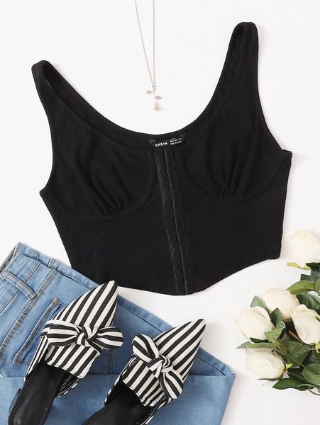 

rib-knit bustier crop 86ug#, White