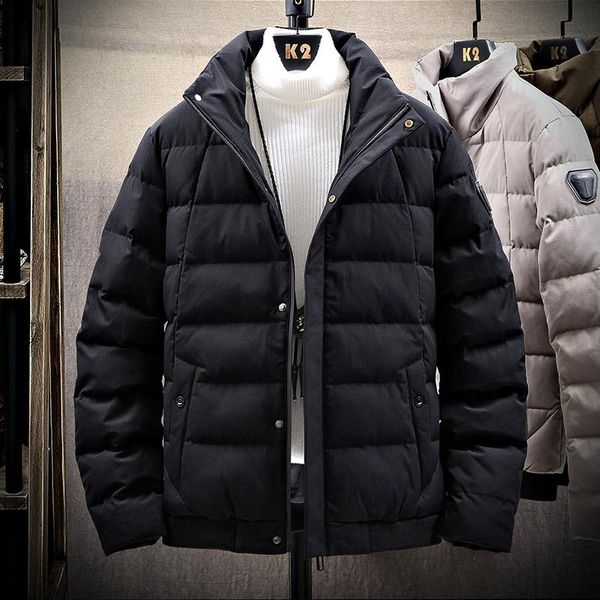 

men's winter jacket 2020 new fashion trend warm outdoor windproof jacket short casual street cotton, Black