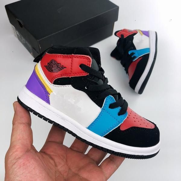 

boy girl 1 shoes 1s jumpman basketball high athletics band sneakers kids running shoe for baby sports torch hare game royal pine court03, Black