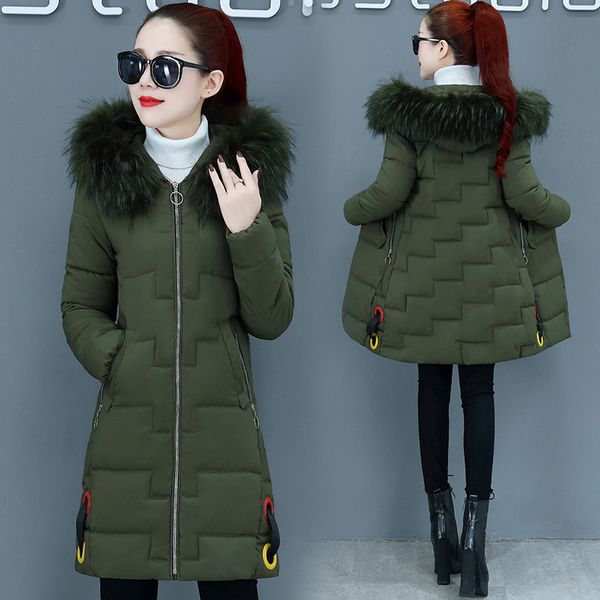 

2021 Winter Mid-length Jacket Hot Women's Fashionable Parka High Quality Korean Thin Plus Size Quilted Female Cotton R242 S9os, Black
