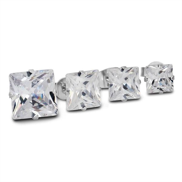 

wholesale price four size 316 stainless steel cubic zirconia crystal stud earrings for women, Golden;silver