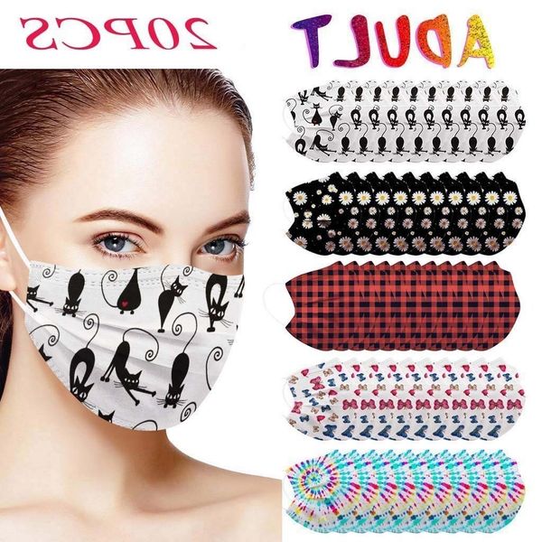 

adults 20pc designer mask for disposable face mascarrillas desechables adultos mundschutzmaske mascherina cubrebocas masks