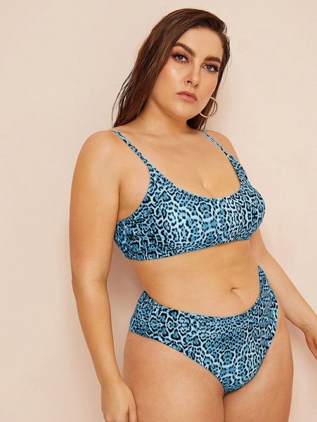 

plus leopard high waisted bikini swimsuit m0dd#, Black