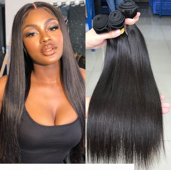

brazilian straight virgin human hair weaves extensions 3 bundles double weft dyeable bleachable 100g pc sale, Black;brown
