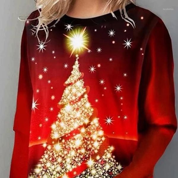 

women's blouses & shirts christmas blouse shirt women tee tree printed ladies casual long sleeve camiseta mujer1, White