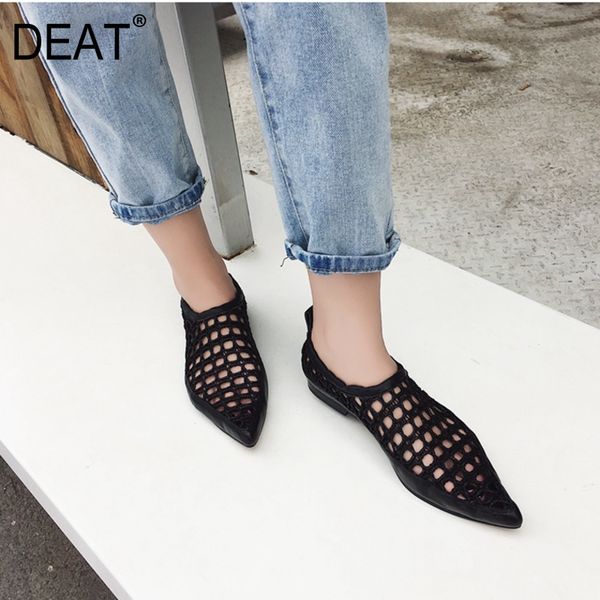 

deat] 2020 black braid hollow out pointed shallow pu leather single flat shoes women new spring autumn fashion tide 10i246 1006, Black;white