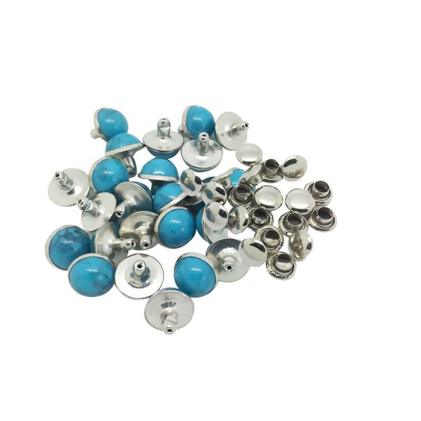 

20 sets alloy round rivets studs 8mm turquoise