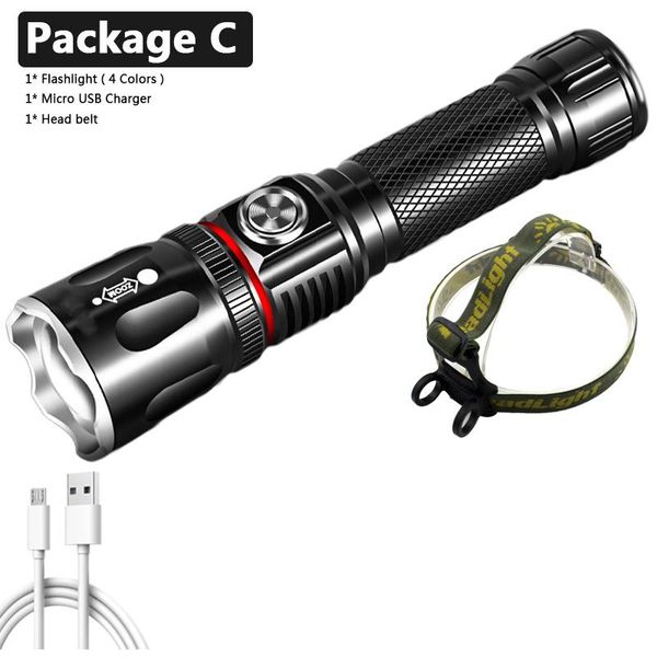 

xm l2 u3 cob led flashlight torch aluminum alloy waterproof 18650 battery zoomable lantern for camping hiking bbyfls alice_bag