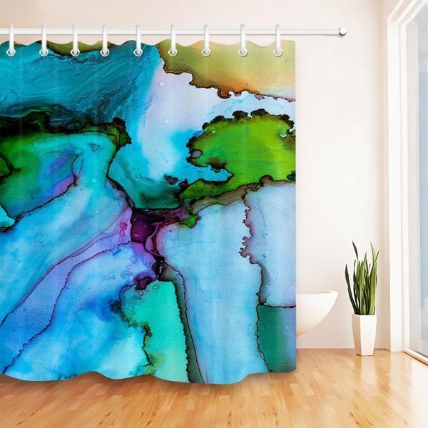 

shower curtains abstract grassland and river curtain bathroom decor polyester fabric1