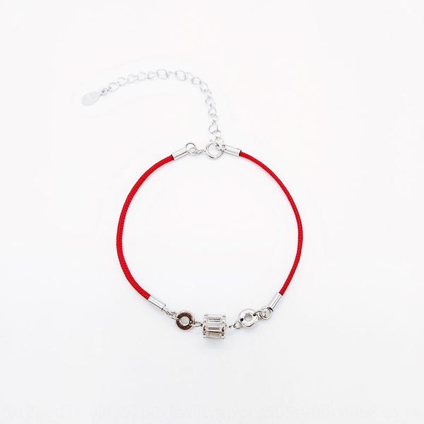 

yite s925 pure silver zircon bracelet cylinder bracelet ins small design sense net red red hand rope versatile simple woman bli9m, Golden;silver