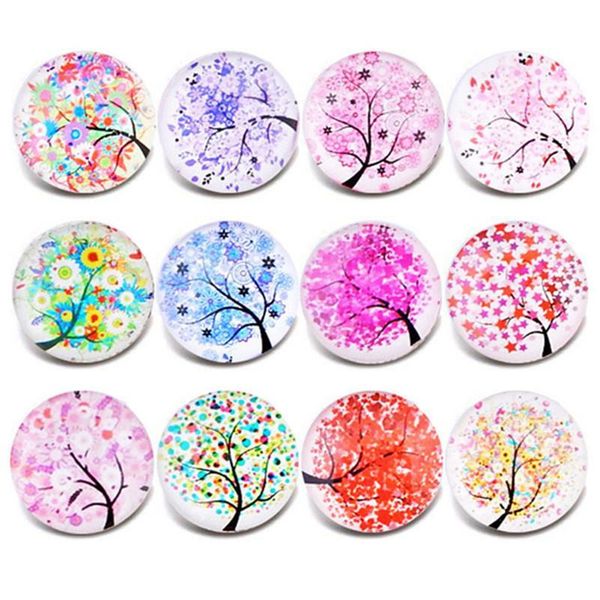 

10pcs/lot new glass snap jewelry tree of life mixed pattern snap buttons fit 18mm/20mm diy snap bracelet buttons jewel bbyrol