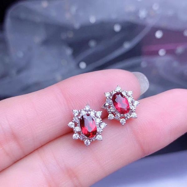 

fashion flower stud earrings christmas snowflake s925 silvery jewelry inlay oval red cube zirconia women's statement dainty gift, Golden;silver