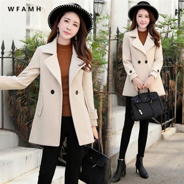 

winter woolen coat female short section autumn and clothing new korean version of the cape popular nizi thick coatx1020, Black