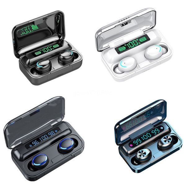 

tws f9 f9-5 wireless earphone bluetooth v5.0 mini smart touch earbuds led display with 1200mah power bank headset and mic#972