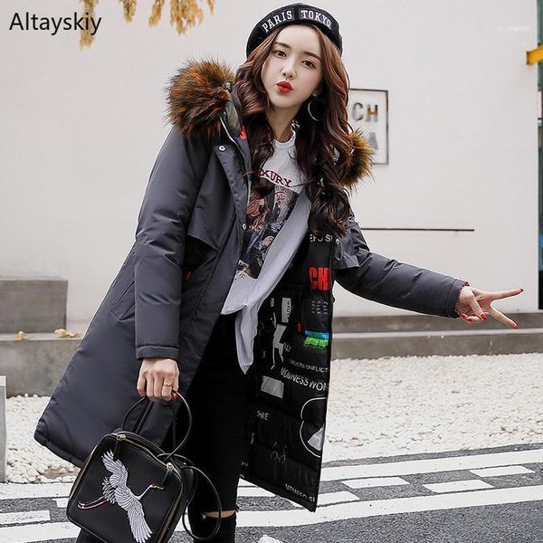 

parkas women long-sleeved warm all-match winter ladies womens slim thicker printed hooded trendy casual parka new11, Black
