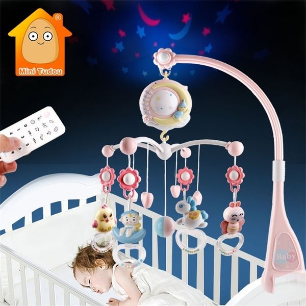 Brinquedos Baby 0-12 Meses Caixa Música Móvel Móvel com Titular Toddlers Soft Rattle Teether Born Bed Girl Educacional 220216