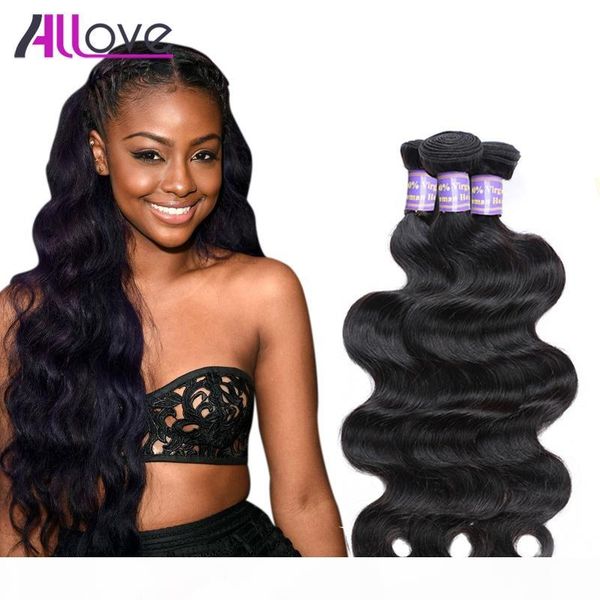 

wholesale 10a brazilian peruvian indian hair wefts 4 bundles unprocessed malaysian body wave human hair extension ing, Black