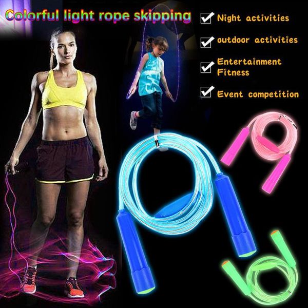 

light up jump ropes led skipping random color kids children single luminous body exercise fitness workout equipments #t1p, Black;white