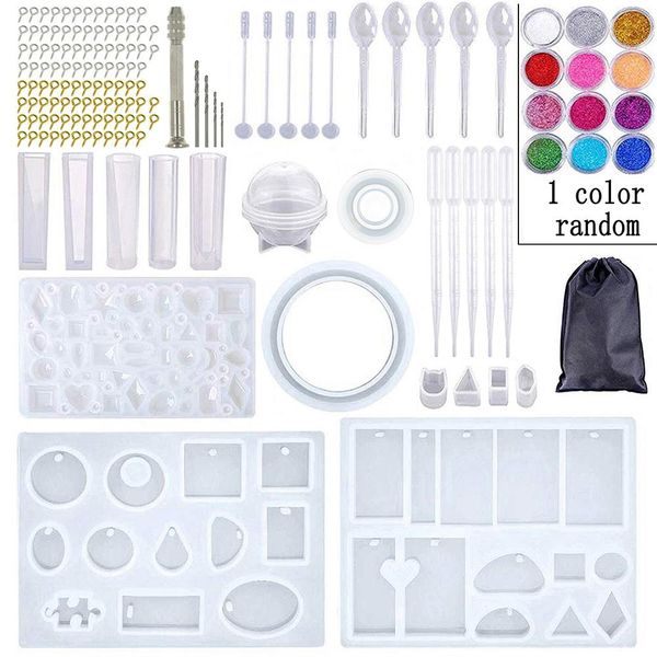 

148 silicone casting resin molds and tools set for resin jewelry pendant earrings diy resin pendant bracelet wmtpyv bdesybag, Black