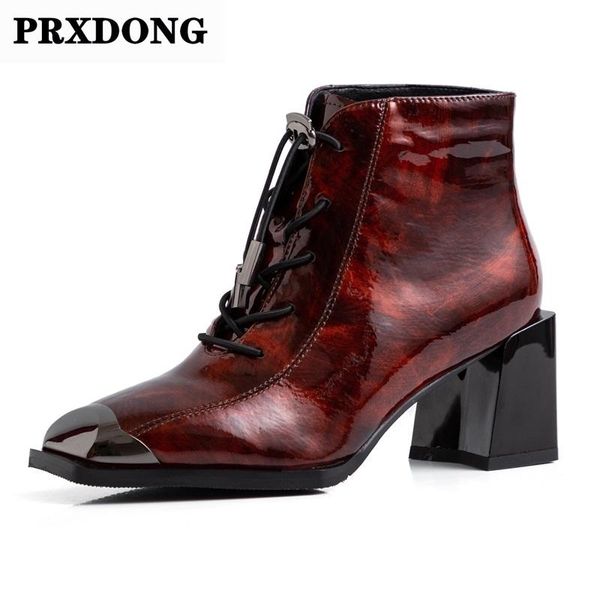 

new 2021 women autumn winter genuine cow leather ankle boots lace up high heels short boots fashion party night club shoes woman, Black