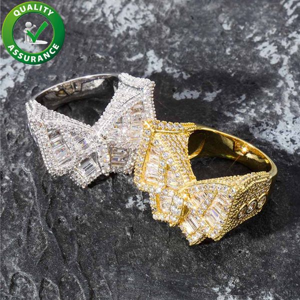 

hip hop mens jewelry rings iced out diamond ring luxury designer wedding engagement love ring rapper bling accessories butterfly charms, Silver