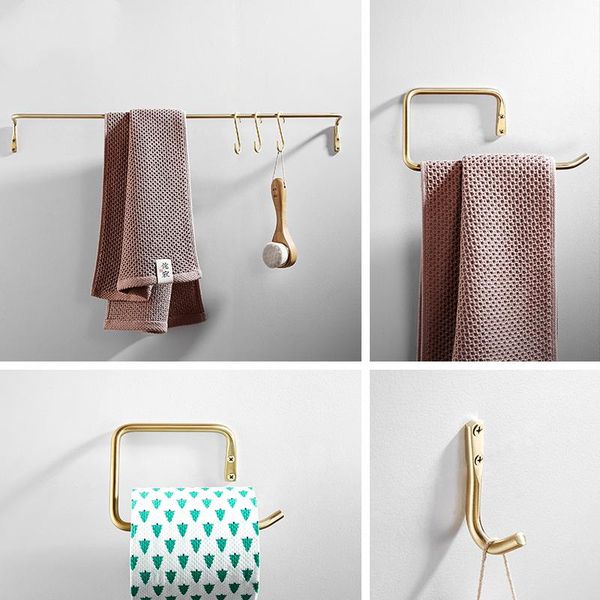 

твердая латунь 4 шт ванной комнаты комплект brushed gold полотенце bartowel держатель настенное крепление кольца для полотенец baht аппаратн