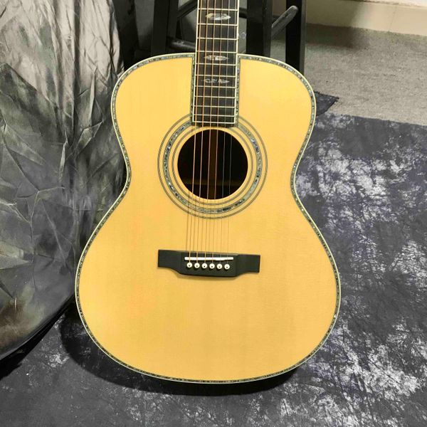 Personalizzato OM Body All-Solid Wood Guitar Acoustic Guitar Abalone Binding Solid Lato