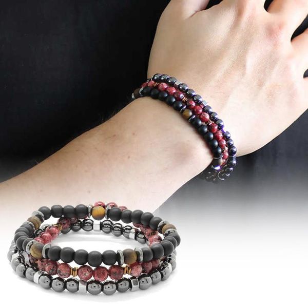 

tesbihane sphere cut onyx-jasper-hematite kombinli natural stone bracelet, Black