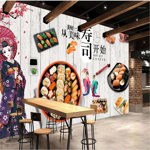 

wallpapers japanese cuisine sushi theme culture industrial decor wall paper restaurant background mural wallpaper 3d papel de parede1