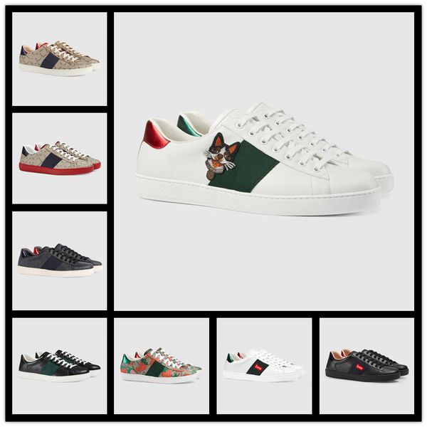 

2021 fashion black red mens womens casual shoes genuine leather embroidered bee stripes youth designer sneakers trainers