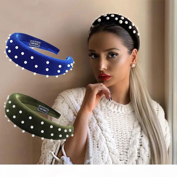 

fashion pearl thickening velvet headbands hari hoop 5cm solid wide girl hairbands women headbands hari hoop 5cm solid