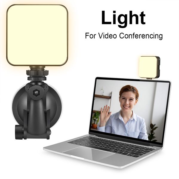 W64 Illuminazione per videoconferenza per PC Testa a sfera rotante Luce di riempimento regolabile Fotocamera per telefono cellulare Luci di trasmissione per fotografia dal vivo