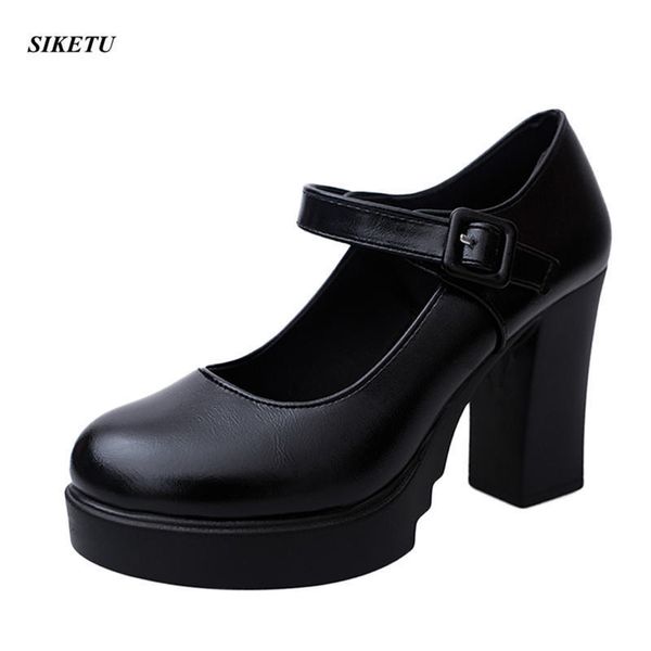 

2019 new spring autumn casual high-heeled shoes ruslana korshunova thick heels platform pumps waterproof shoes woman l*5 t200111, Black