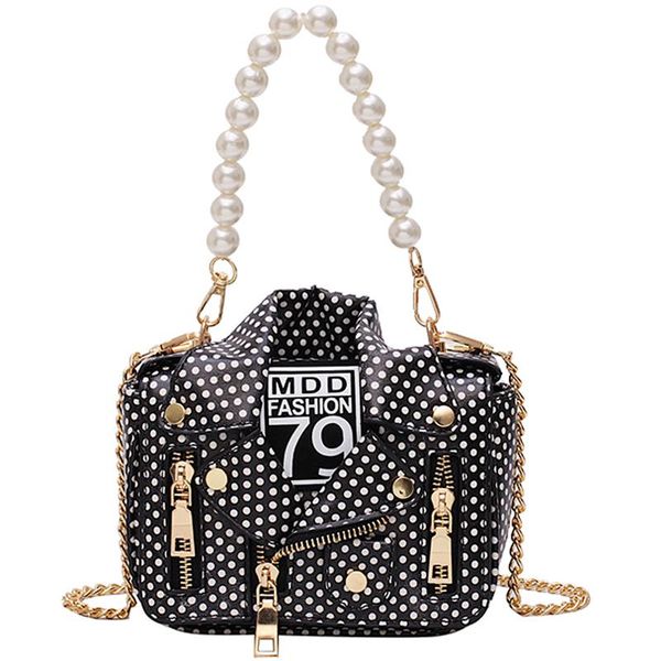 

european brand designer motorcycle bags women clothing chain shoulder jacket bags messenger bag pu leather pearl handbags 556