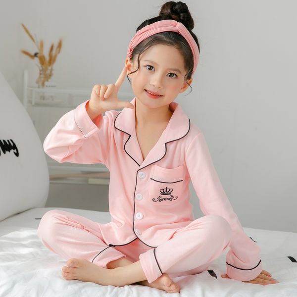 

cotton children pajamas set autumn spring kids long sleeve sleepwear suit lovely girl cute home cloth toddler pajamas c1019, Blue;red