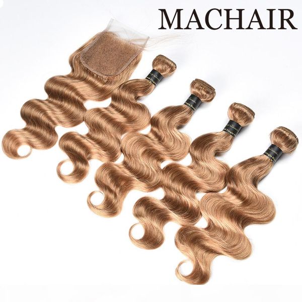 

27# honey blonde brazilian virgin hair bundles with 4x4 lace closures body wave and straight human hair weave 3 4 bundles with closure, Black;brown
