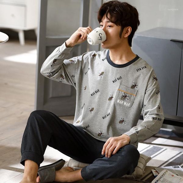 

2020 autumn winter long sleeve warm men's cartoon pajama sets thick men sleepwear sleep lounge pajamas clothing1, Black;brown