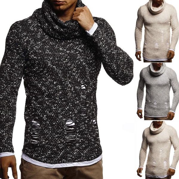 

zogaa men sweater knitted shawl turtleneck sweater pullover winter hip hop streetwear long sleeve men sweaters 2020, White;black