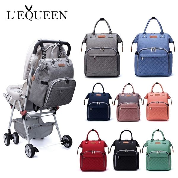 

lequeen fashion large capacity mummy maternity nappy bag diaper bag travel backpack feeding baby bag y200107